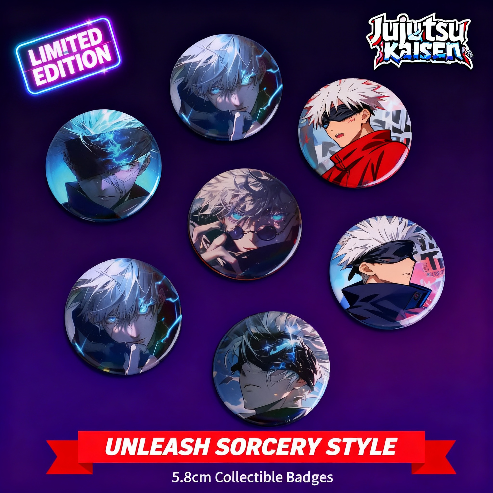 Gojo Anime Merchandise - Jujutsu Kaisen Anime Badge Gojo Satoru
